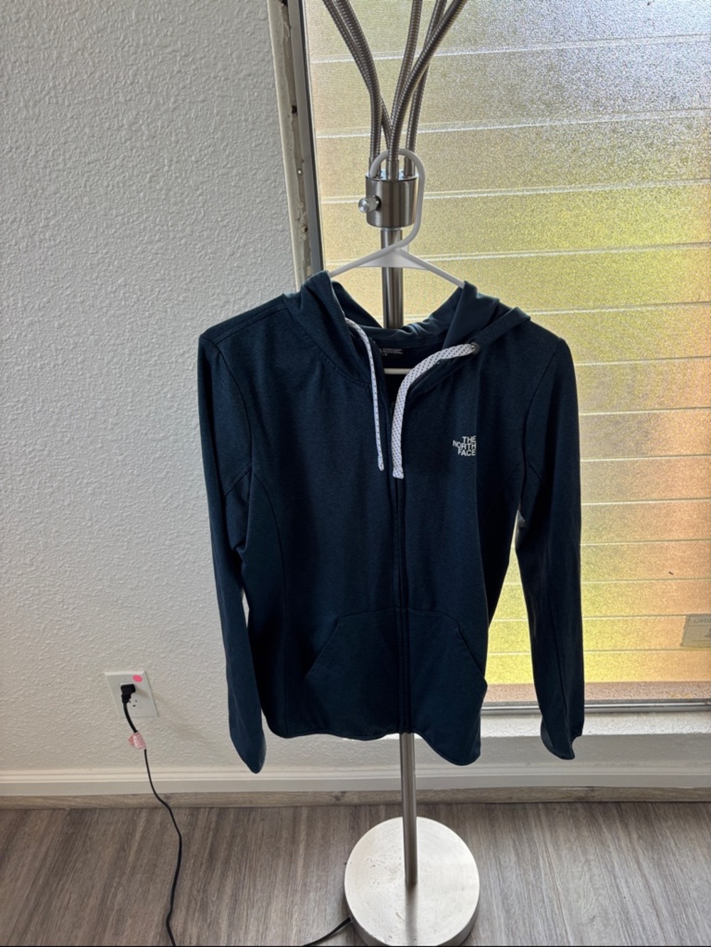 The North Face Dark Blue Full-Zip Hoodie with White Drawcords
